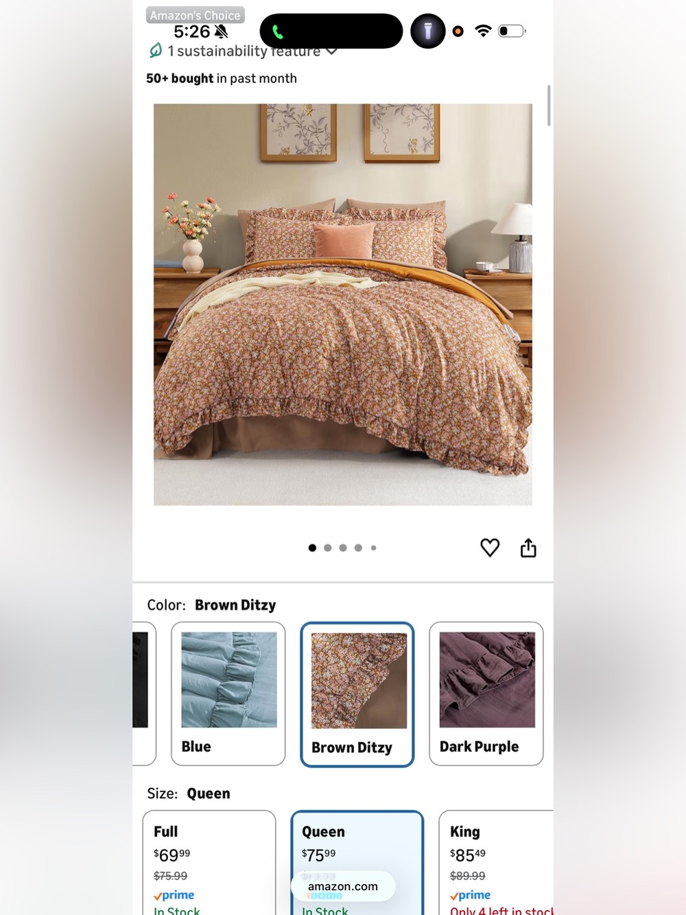 Brown Ditsy Floral Comforter Set - Soft Floral Bedding